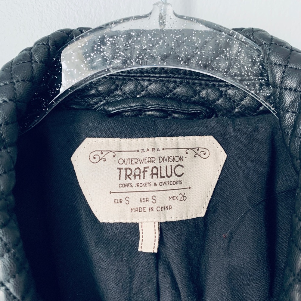 Zara Trafaluc quilted moto biker jacket black S - Picture 4 of 6
